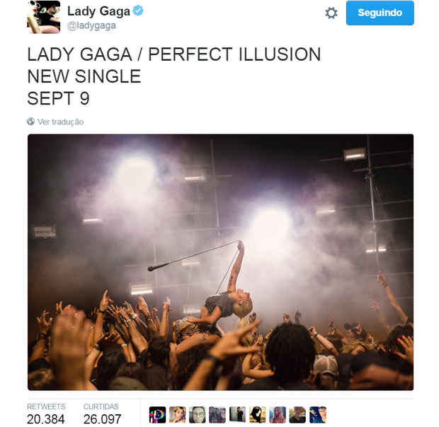 Internet comenta a volta de Lady Gaga pra música pop (Foto: Reprodução/Twitter)