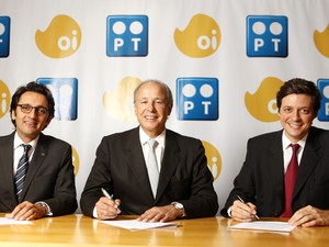 Da esquerda para direita: Zeinal Bava, presidente executivo da Portugal Telecom; Otávio Azevedo, presidente do Grupo Andrade Gutierrez e Pedro Jereissati, vice-presidente do Grupo Jereissati Participações (Foto: Marcos Pinto/Divulgação)