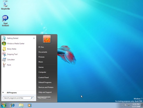 screenshot de Windows 7 Starter