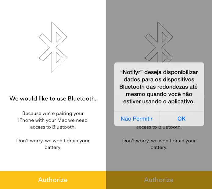 Autorizando aplicativo a enviar dados por Bluetooth (Foto: Reprodução/Helito Bijora)