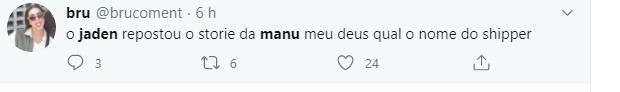 Fãs piram após Jaden Smith repostar vídeo de Manu Gavassi (Foto: Reprodução/Twitter) Fãs piram após Jaden Smith repostar vídeo de Manu Gavassi (Foto: Reprodução/Twitter)