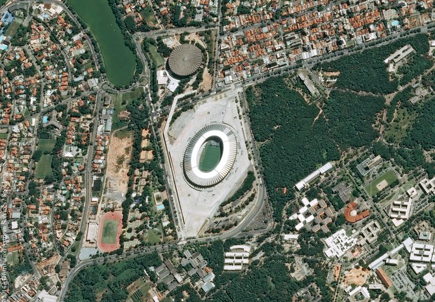 Belo Horizonte sediará seis jogos da Copa do Mundo. Caso se classifique em primeiro, a Seleção Brasileira poderá jogar no Mineirão duas vezes: nas oitavas e nas semis (Foto: Divulgação/Airbus Defence & Space)