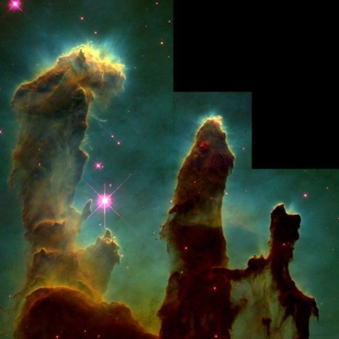 "Pilares da Criação" - imagem da nebulosa de Águia, obtida pelo telescópio espacial Hubble (Foto: NASA, Jeff Hester, Paul Scowen Univ. Est. Arizona )