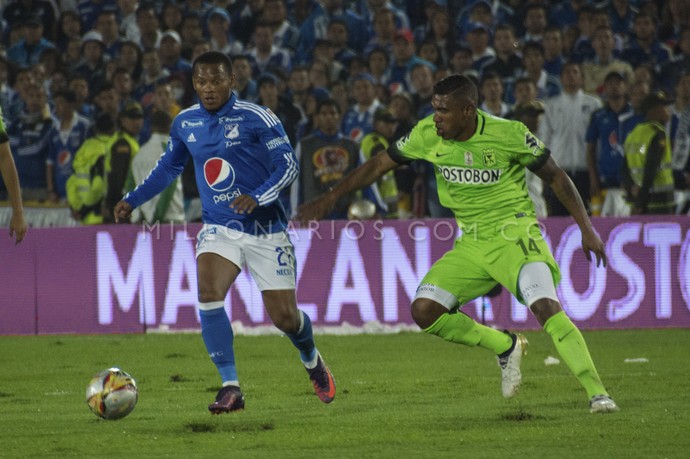 Andres Escobar em ação contra o Atlético Nacional (Foto: Divulgação/Millonarios) Andres Escobar em ação contra o Atlético Nacional (Foto: Divulgação/Millonarios)