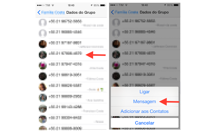 Iniciando uma conversa privada o participante de um grupo do WhatsApp para iPhone (Foto: Reprodução/Marvin Costa)