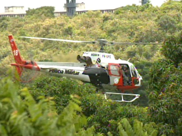 Helicóptero Águia da PM foi usado para achar menores que fugiram da Fundação Casa em Sorocaba (Foto: Reprodução/TV Tem)