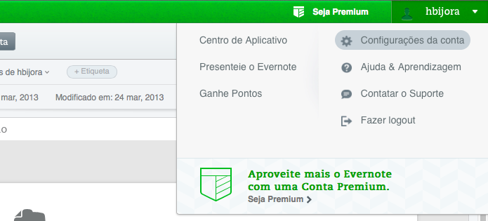 Abra as configurações do Evernote (Foto: Reprodução/Helito Bijora)