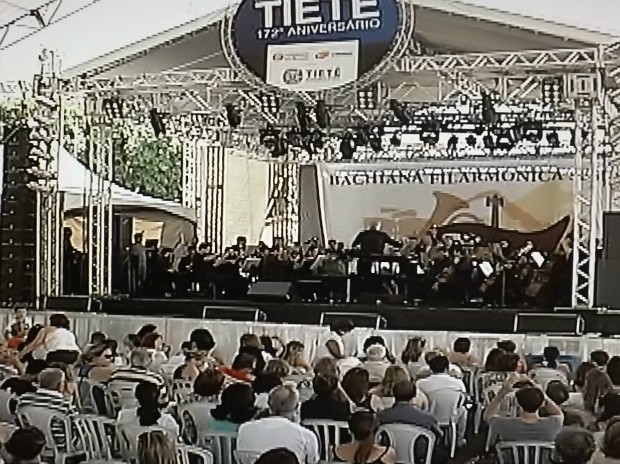Orquestra Bachiana de São Paulo foi uma das atrações no aniversário de Tietê (Foto: Reprodução/ TV TEM)