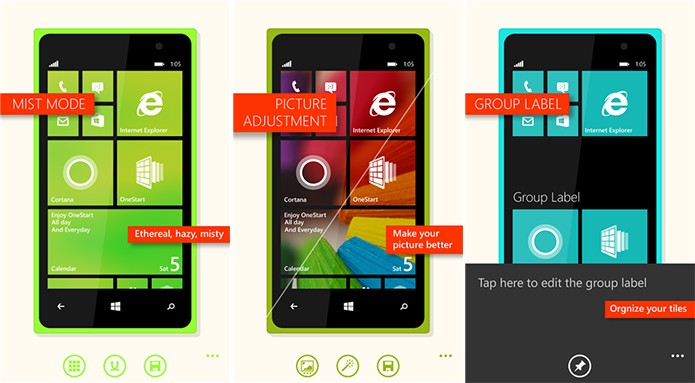 OneStart é um aplicativo para Windows Phone que ajuda a personalizar a tela inicial do sistema (Foto: Divulgação/Windows Phone Store)