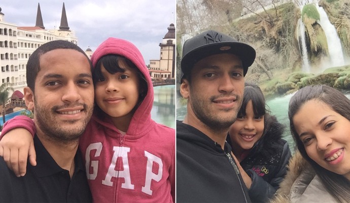 Rômulo ao lado da filha e da esposa em momento família (Foto: Arquivo Pessoal / Rômulo)