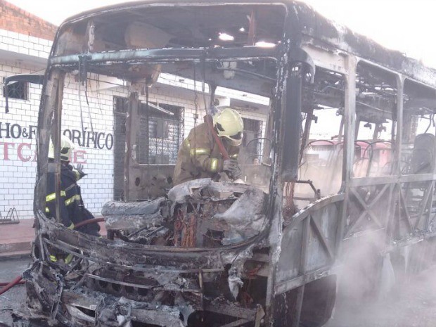 Ônibus foi destruído pelas chamas (Foto: Raniere Sales/Arquivo pessoal)
