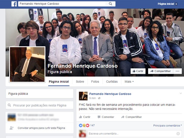 FHC comentou cirurgia no Facebook (Foto: Reprodução/Facebook)