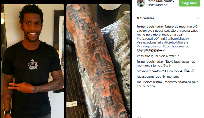 Tatuagem de Gil, seleção brasileira (Foto: Reprodução do Instagram)