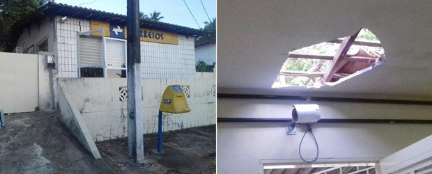 Criminosos invadiram a agência pelo teto (Foto: Divulgação/PM)
