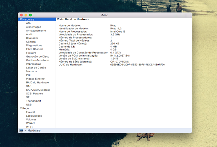 Relatório do Sistema do Mac OS X (Foto: Reprodução/Marvin Costa)