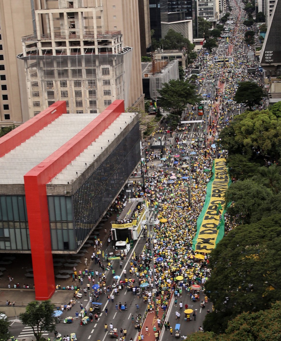 Manifestação em apoio à Lava Jato na Avenida Paulista (Foto: Amanda Perobelli/Estadão Conteúdo)