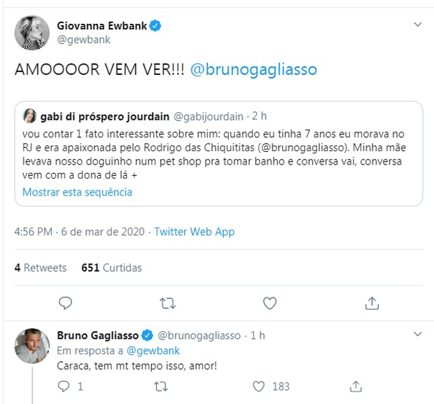 Giovanna Ewbank vê recado de fã para Bruno Gagliasso (Foto: Reprodução/Twitter) Giovanna Ewbank vê recado de fã para Bruno Gagliasso (Foto: Reprodução/Twitter)