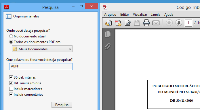 Pesquisa avançada do Adobe Reader (Foto: Reprodução/Helito Bijora)