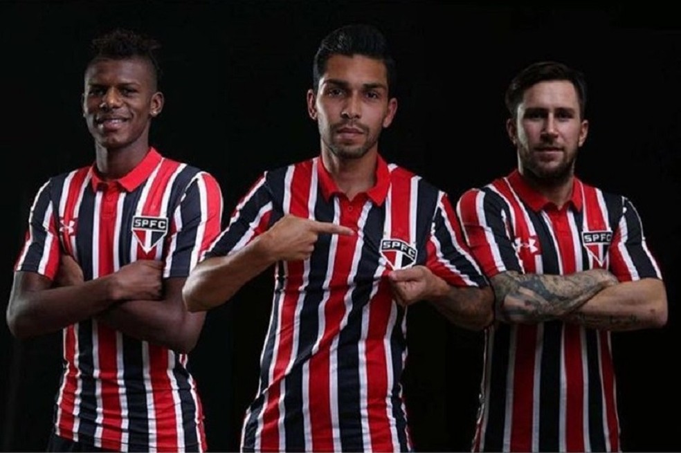 Arboleda, Petros e Gomez foram contratados recentemente pelo São Paulo (Foto: Divulgação/São Paulo FC)