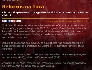 vitoria anuncia pedro oldoni (Foto: Reprodução/Site oficial do EC Vitória)