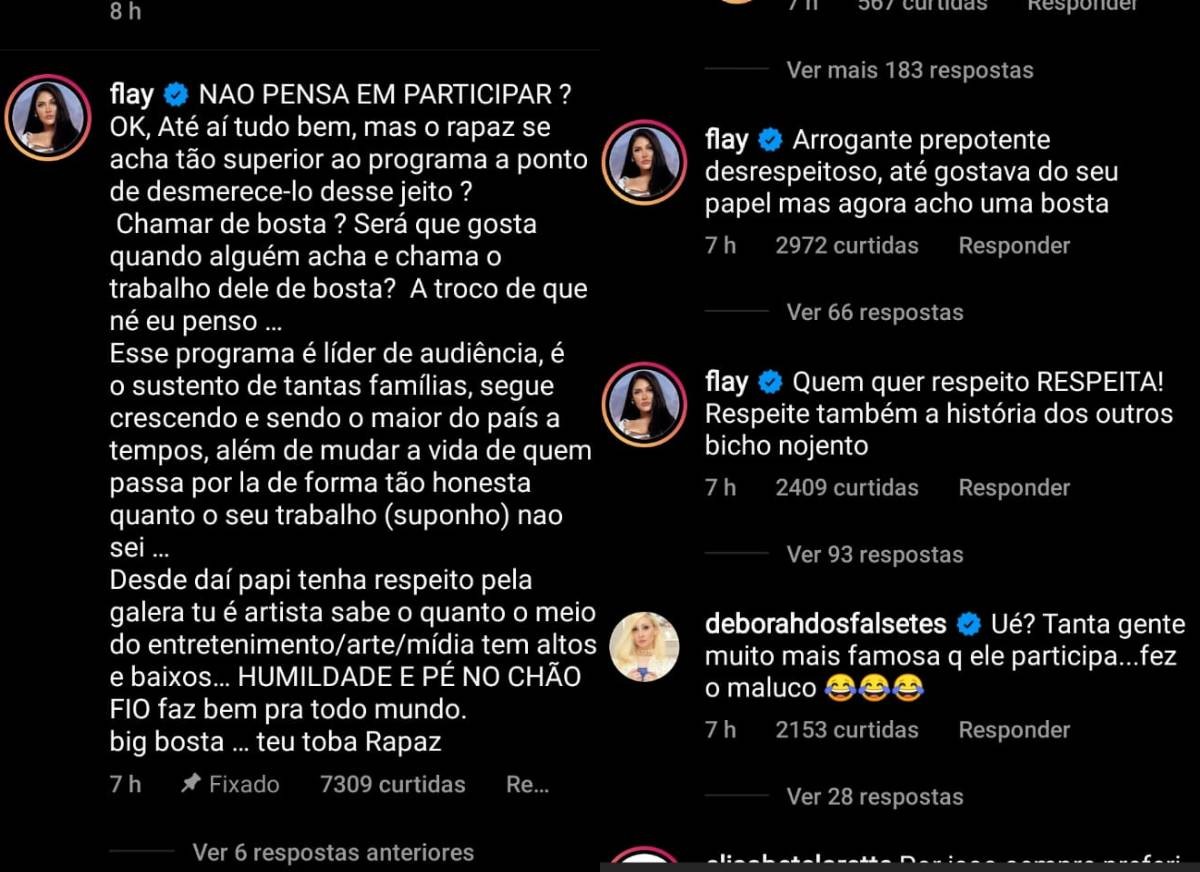Flay critica Ícaro Silva (Foto: Reprodução/Instagram)