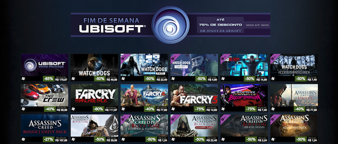 Ubisoft: promoção na Steam traz descontos de até 75% nos games (Foto: Reprodução)