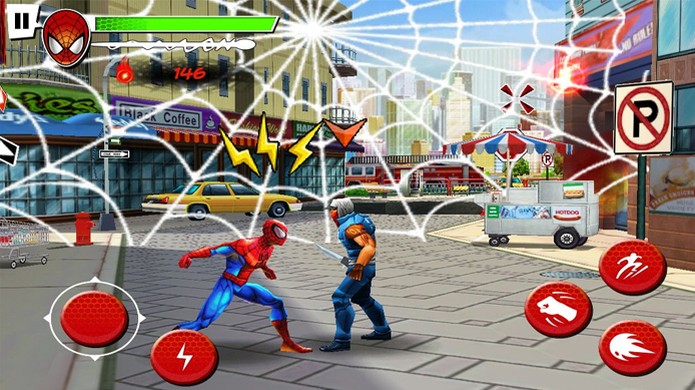 Homem-Aranha enfrenta bandidos com tanto estilo nos smartphones e tablets quanto nos consoles  (Foto: Reprodução/IGN)