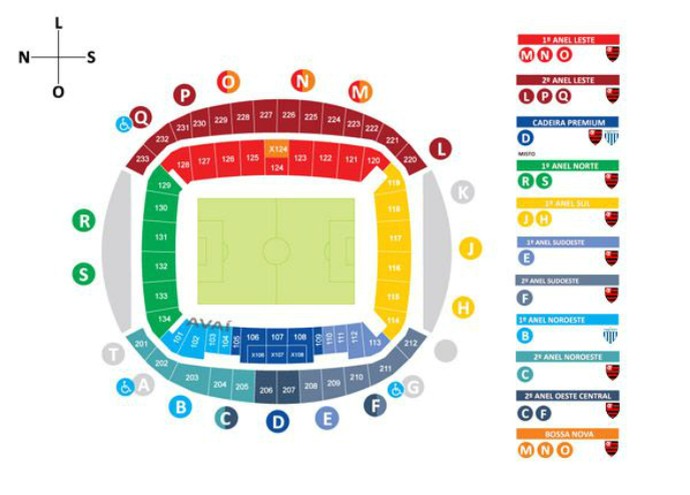 Mapa de ingressos para Flamengo x Avaí na Arena das Dunas, em Natal (Foto: Reprodução)