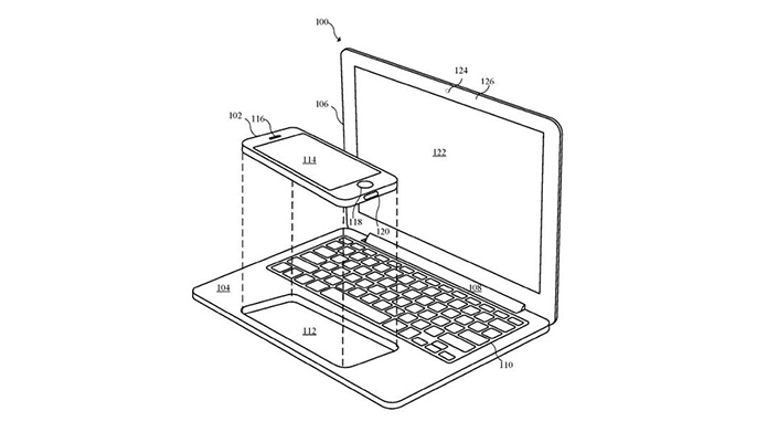 Ideia gira em torno do uso de um iPhone ou iPad como central de processamento para laptops (Foto: Reprodução/USPTO)