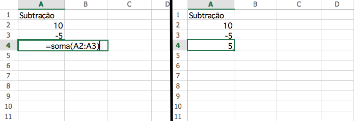 Fazendo uma subtração no Excel usando a fórmula SOMA (Foto: Reprodução/Edivaldo Brito)