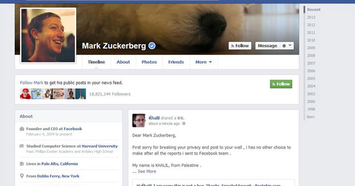 'Protegi a privacidade dos usuários', diz invasor do perfil de Zuckerberg