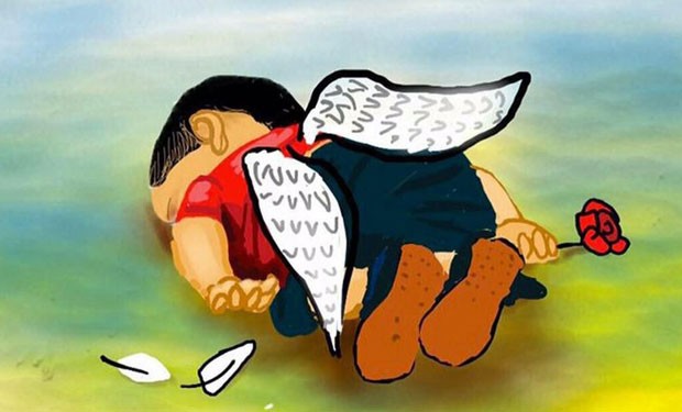 Ilustração homenageia Aylan Kurdi, menino sírio que morreu em praia na Turquia (Foto: Reprodução/Twitter)