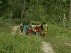 Colonos e índios Tembé entraram em confronto na segunda-feira (1º) em local próximo à reserva indígena do Alto Rio Guamá, em Garrafão do Norte. (Foto: Reprodução/Tv Liberal)