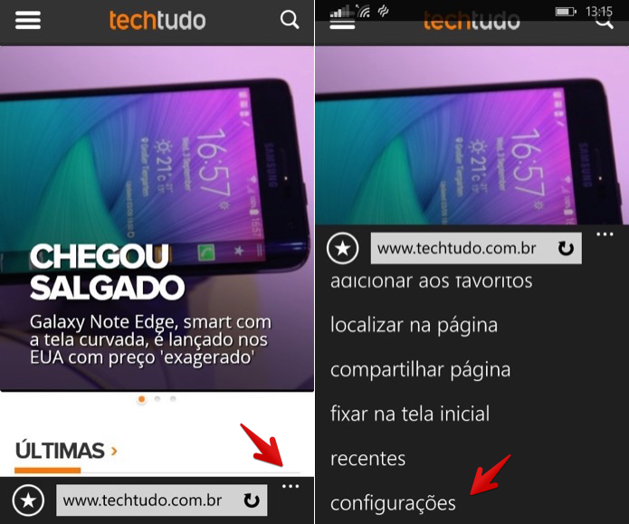 Acesse as configurações do Internet Explorer (Foto: Reprodução/Helito Bijora)