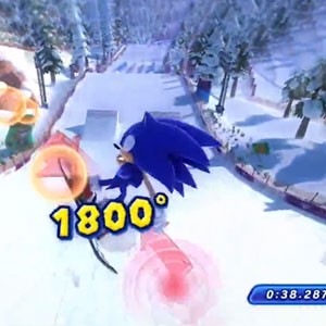 Imagem de Sonic no novo jogo em que sua turma irá disputar esportes de inverno contra os personagens do jogo de Mario. (Foto: Reprodução)
