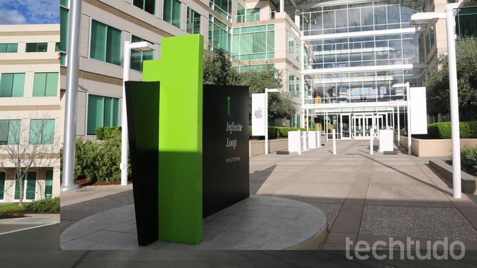 Entrada principal do quartel-general da Apple na Califórnia (Foto: Thássius Veloso/TechTudo) Entrada principal do quartel-general da Apple na Califórnia (Foto: Thássius Veloso/TechTudo)
