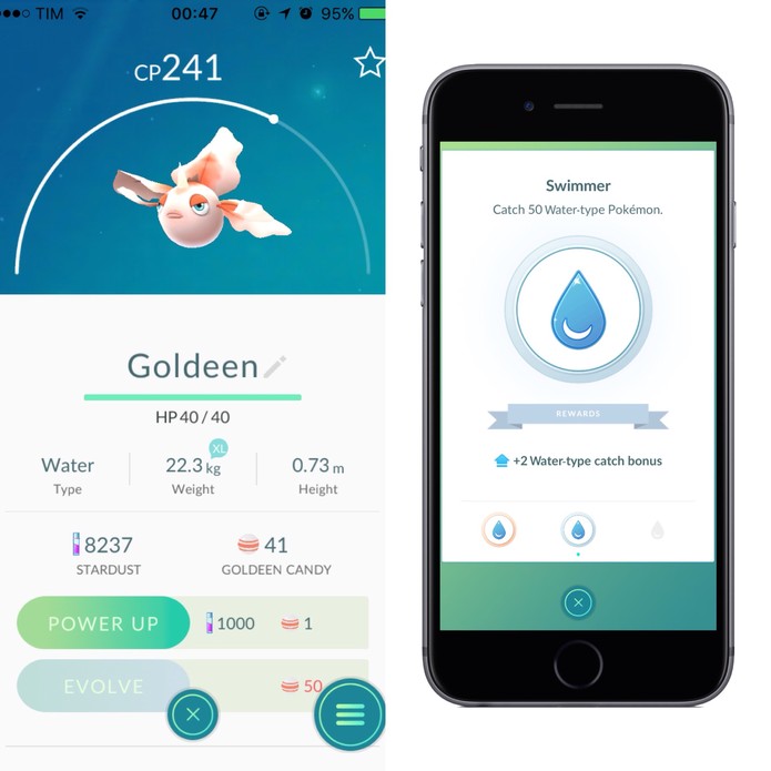 Exemplo de medalha Aquática em Pokémon Go (Foto: Reprodução/Felipe Vinha)