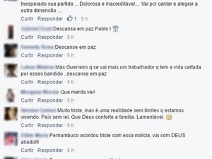 Fãs lamentam morte em rede social do cantor na internet. (Foto: Reprodução / Facebook )