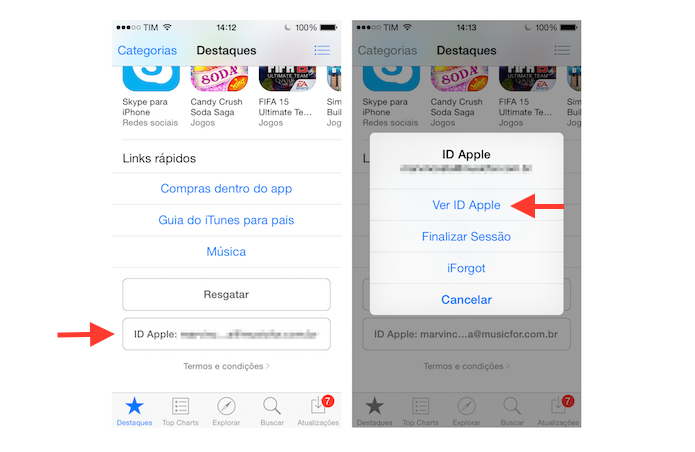 Acessando as configurações para ID da Apple na App Store do iOS (Foto: Reprodução/Marvin Costa)