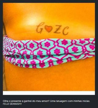 Post de Zezé de Camargo sobre tatuagem de Graciele Lacerda (Foto: Instagram / Reprodução)