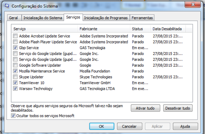 Desabilite todos os programas que não são da Microsoft (Foto: Reprodução / Laura Martins)