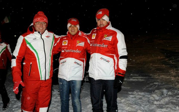 Felipe Massa entre Stefano Domenicali e Fernando Alonso, no 'Wrooom' (Foto: Reprodução/Facebook)