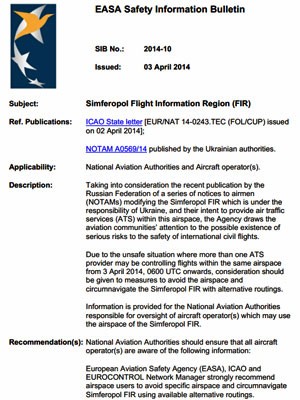 Informe da Agência Europeia de Segurança na Aviação (Easa) recomendou em abril que área fosse evitada (Foto: Reprodução)