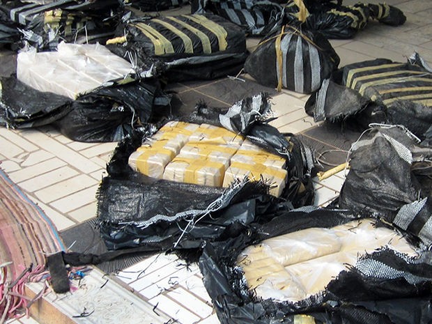 Cocaína estava embalada em sacos plásticos dentro da aeronave (Foto: Assessoria/Polícia Civil)