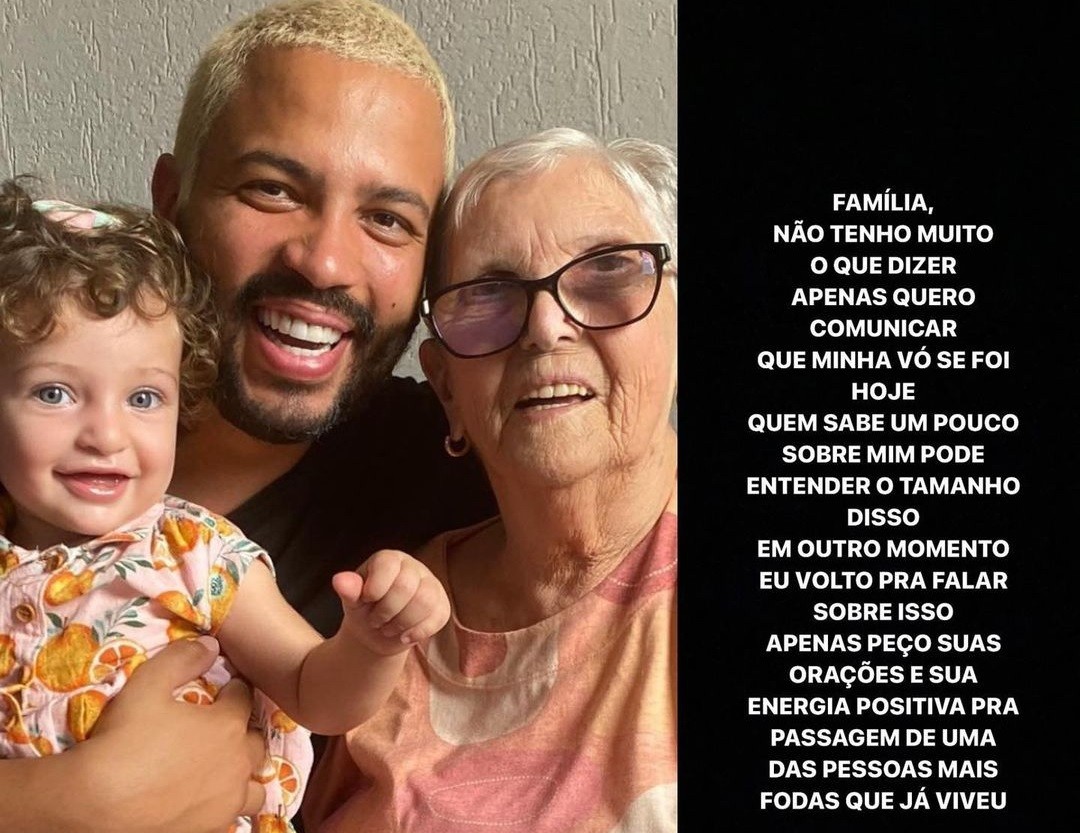 Projota entre a filha, Marieva, e a avó, Dona Lurdes (Foto: Reprodução/Instagram) Projota entre a filha, Marieva, e a avó, Dona Lurdes (Foto: Reprodução/Instagram)