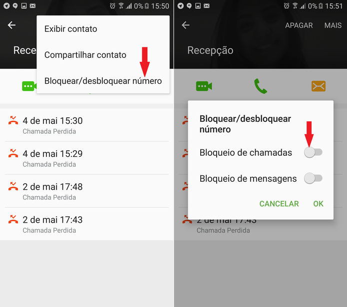 Desbloquear chamadas/contatos no Android é simples (Foto: Reprodução/Caio Bersot) Desbloquear chamadas/contatos no Android é simples (Foto: Reprodução/Caio Bersot)