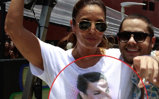 Usando camiseta a própria foto Ivete Sangalo comanda arrastão em