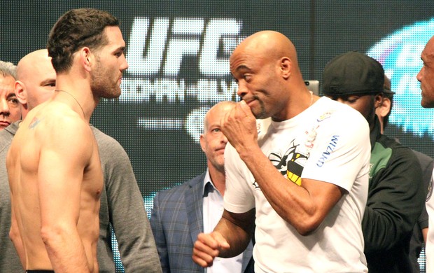 Anderson Silva e Chris Weidman encarada UFC Las Vegas (Foto: Evelyn Rodrigues)
