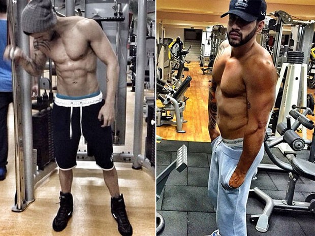 Gusttavo Lima em agosto de 2014 e hoje em dia (Foto: Instagram/ Reprodução)