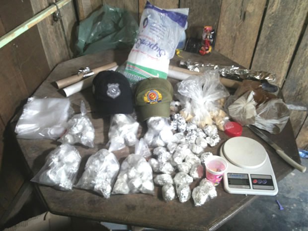Droga estava sendo preparada para distribuição (Foto: Divulgação/Polícia Militar)